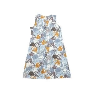 Indyeva Floral Dress M Blue Brown Sleeveless Pockets Lightweight Hiking Outdoors